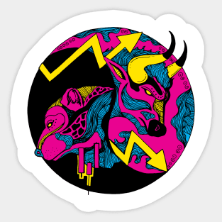 CMYK Bull and Bear Sticker